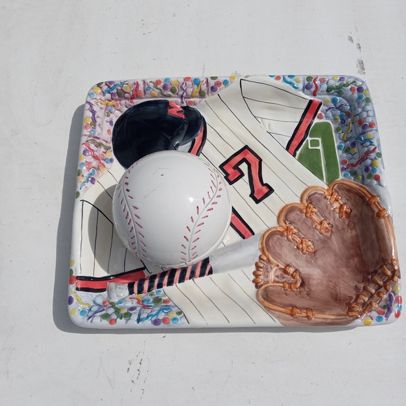 Ceramic serving tray and dip bowl